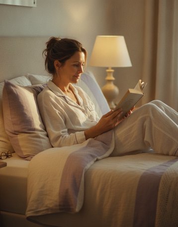 A Moonwink customer winding down in bed