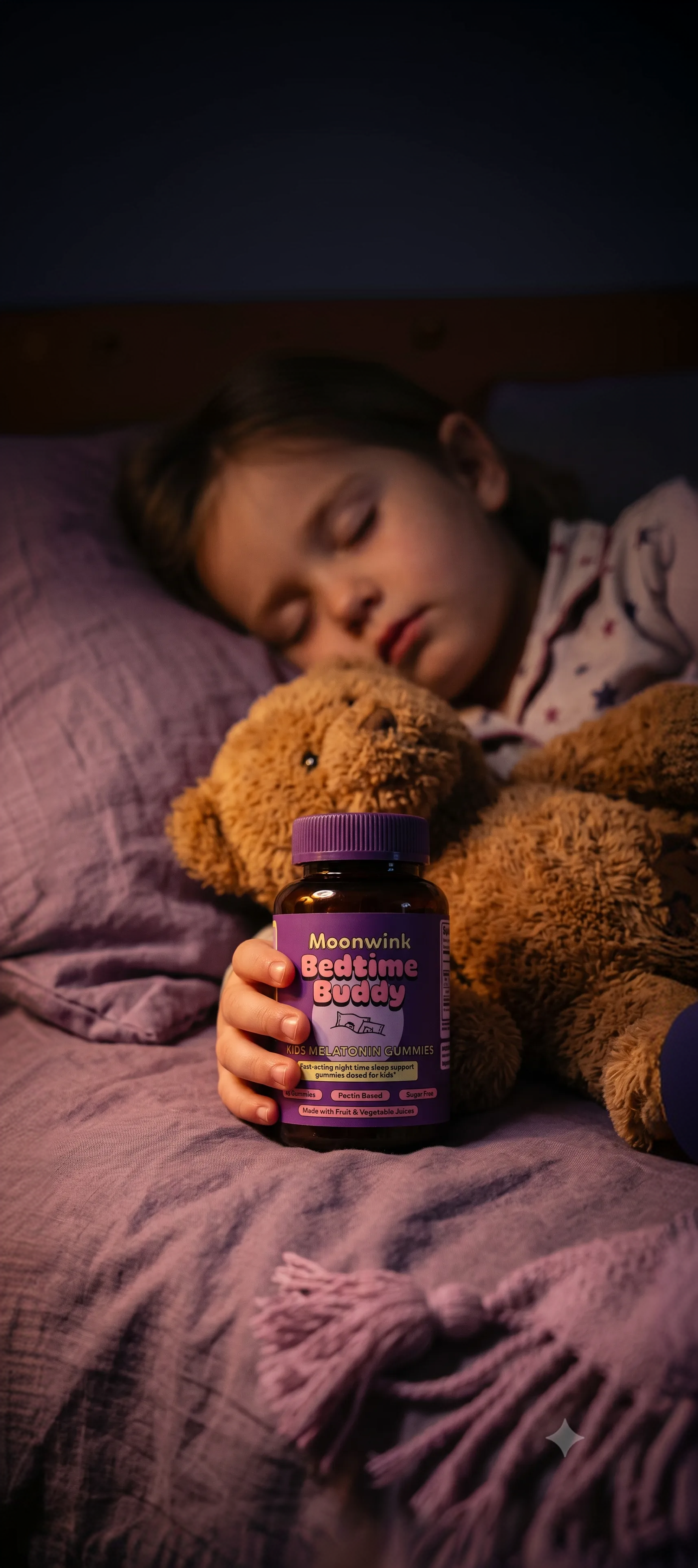 Child sleeping with the Bedtime Buddy bottle