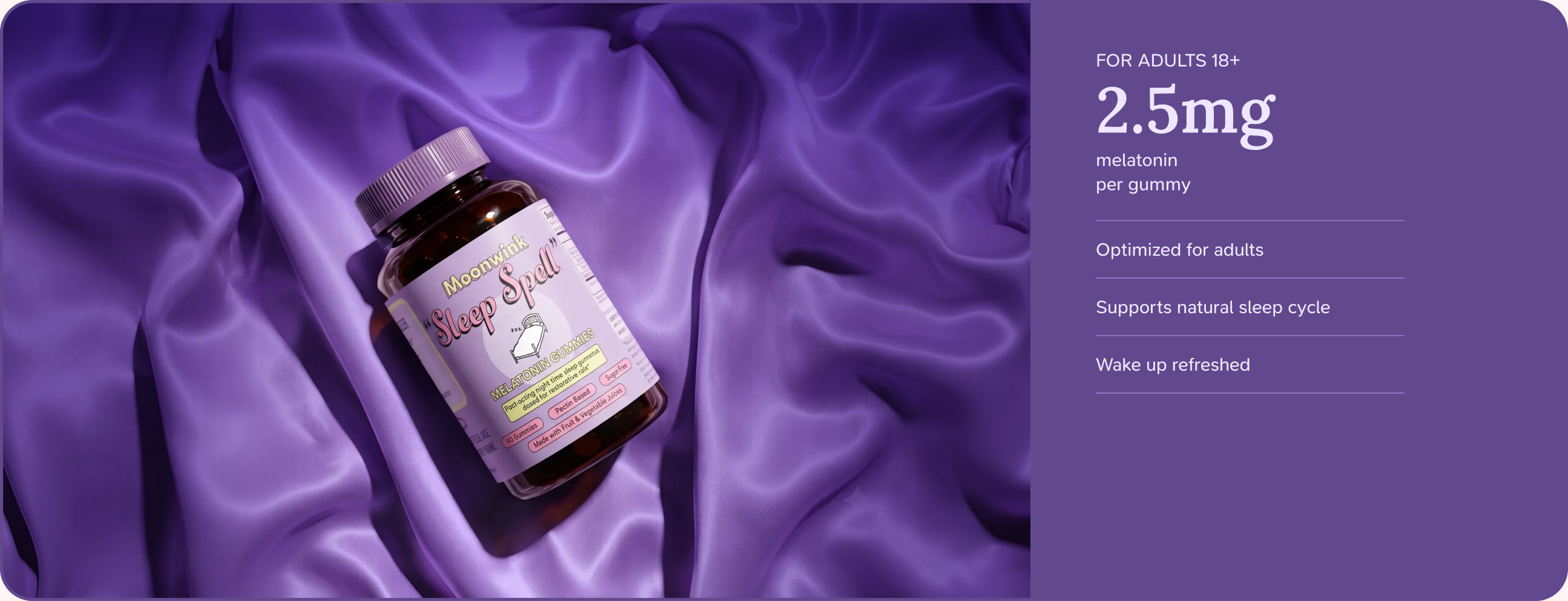Moonwink Sleep Spell — 2.5mg melatonin, optimized for adults 18+
